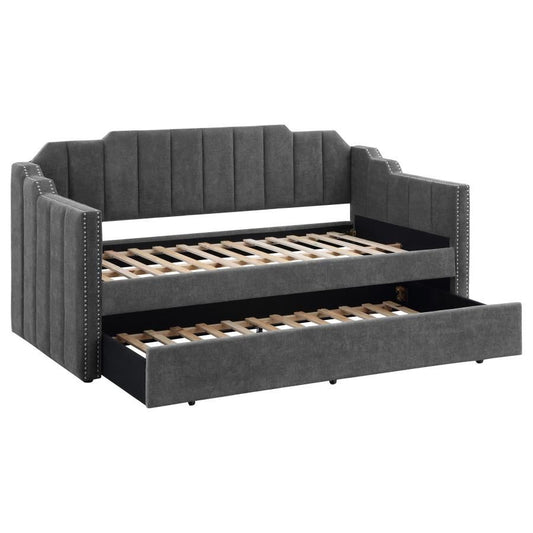 Kingston - Upholstered Twin Daybed With Trundle - Charcoal