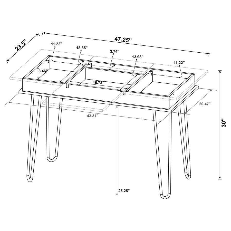 Sheeran - Writing Desk With Storage - Rustic Amber