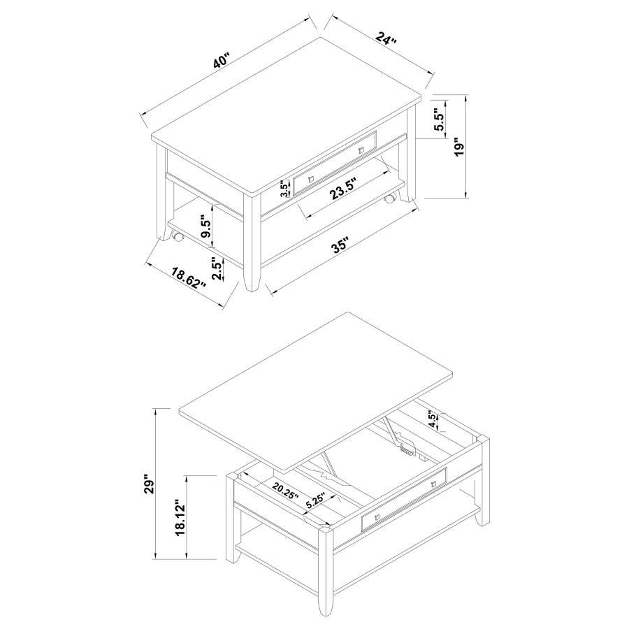 Bradford - Rectangular Lift Top Coffee Table - Walnut