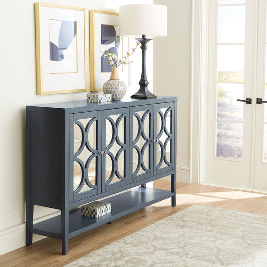 Circle View - Four Door Accent Cabinet - Blue