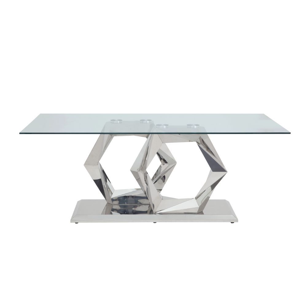Gianna - Dining Table - Clear Glass & Stainless Steel