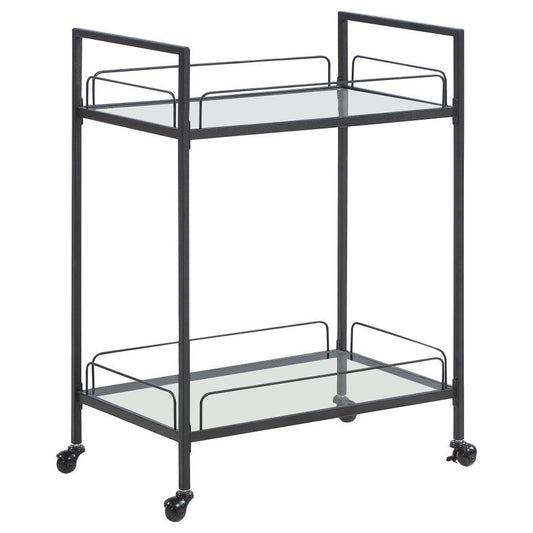 Curltis - Serving Cart With Glass Shelves - Clear and Black