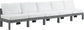 Nizuc - Outdoor Patio Modular Sofa Armless 5 Seats - White - Fabric