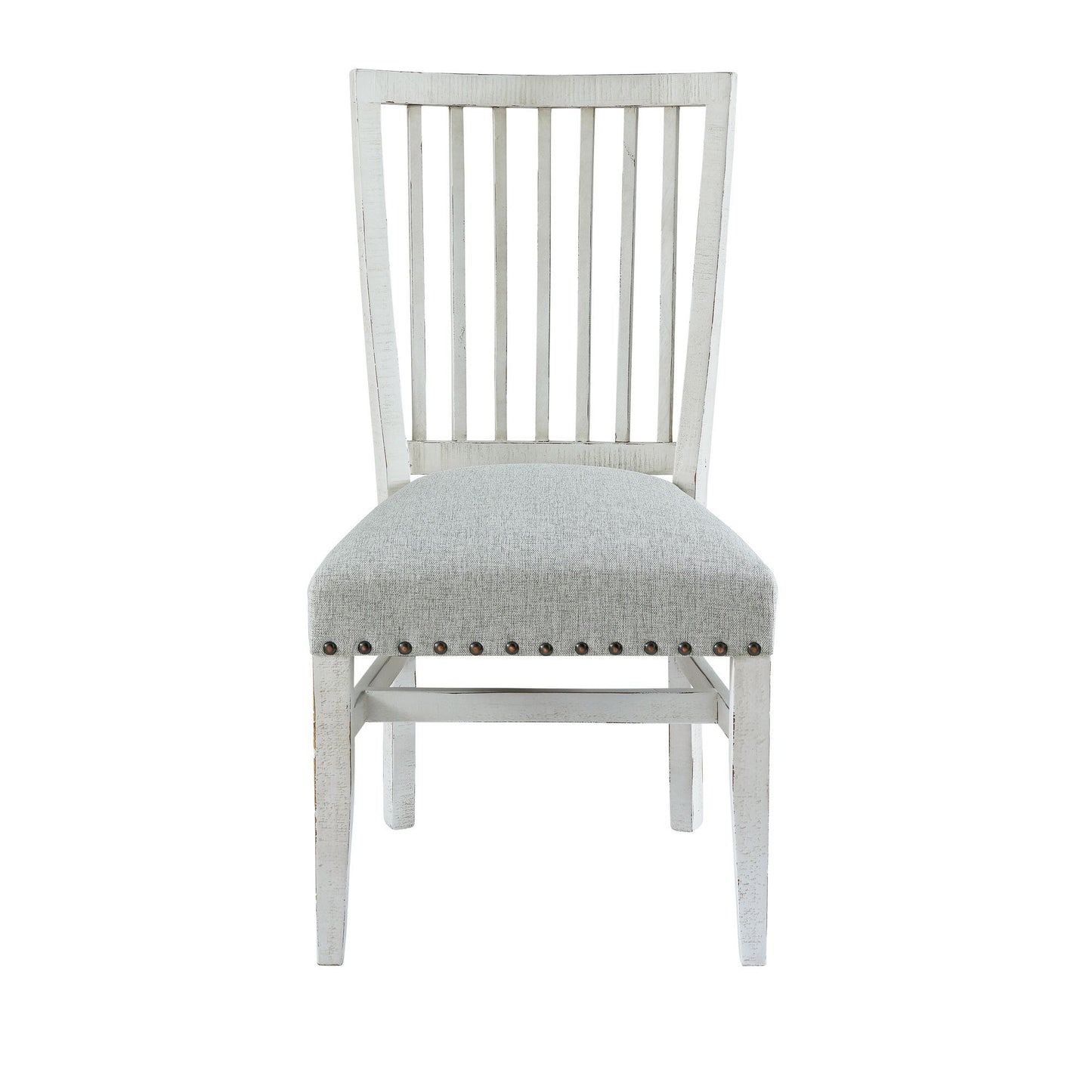 Condesa - Round Dining-White Wing Slat Back Side Chair (Set of 2) - Distressed White Finish