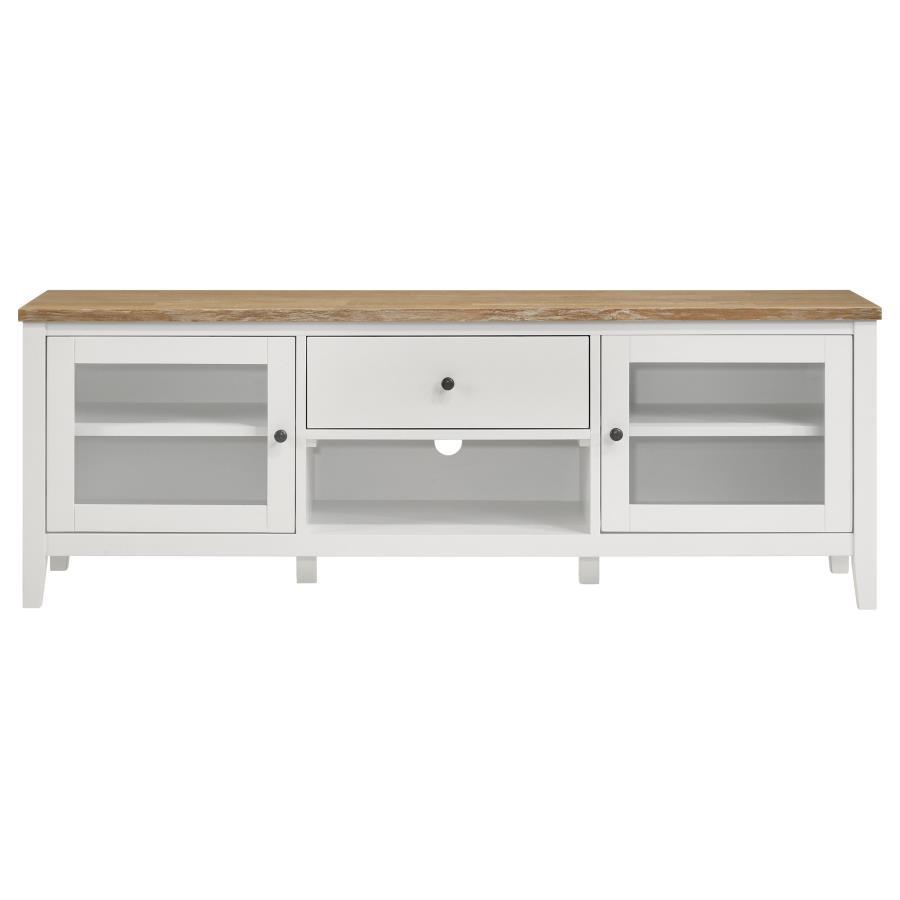 Angela - 2-Door Wooden 67" TV Stand - Brown And White