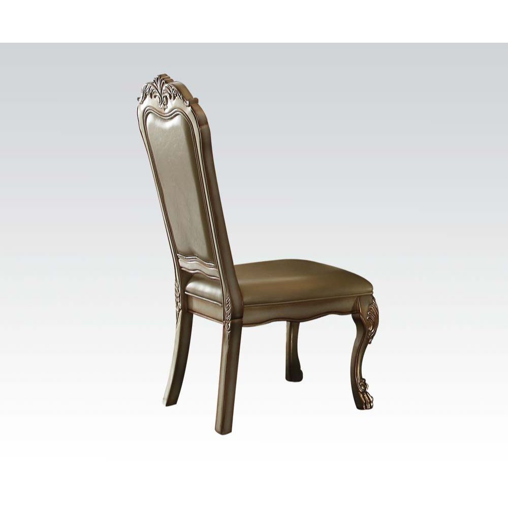 Dresden - Side Chair (Set of 2) - Bone PU/Fabric & Gold Patina