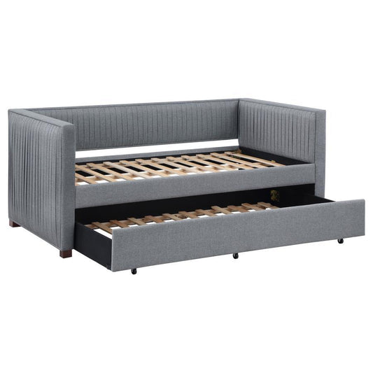 Brodie - Upholstered Twin Daybed With Trundle - Gray
