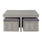 Uster - Coffee Table With Four Storage Stools - Grey