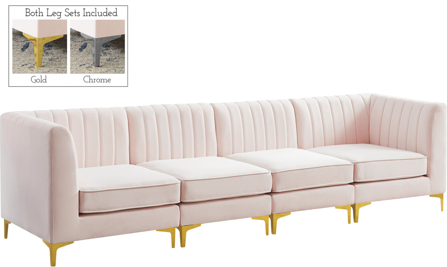 Alina - Modular Sectional - Pink - Fabric - Modern & Contemporary