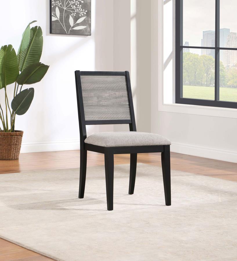 Elodie - Upholstered Padded Seat Dining Side Chair (Set of 2) - Dove Gray And Black