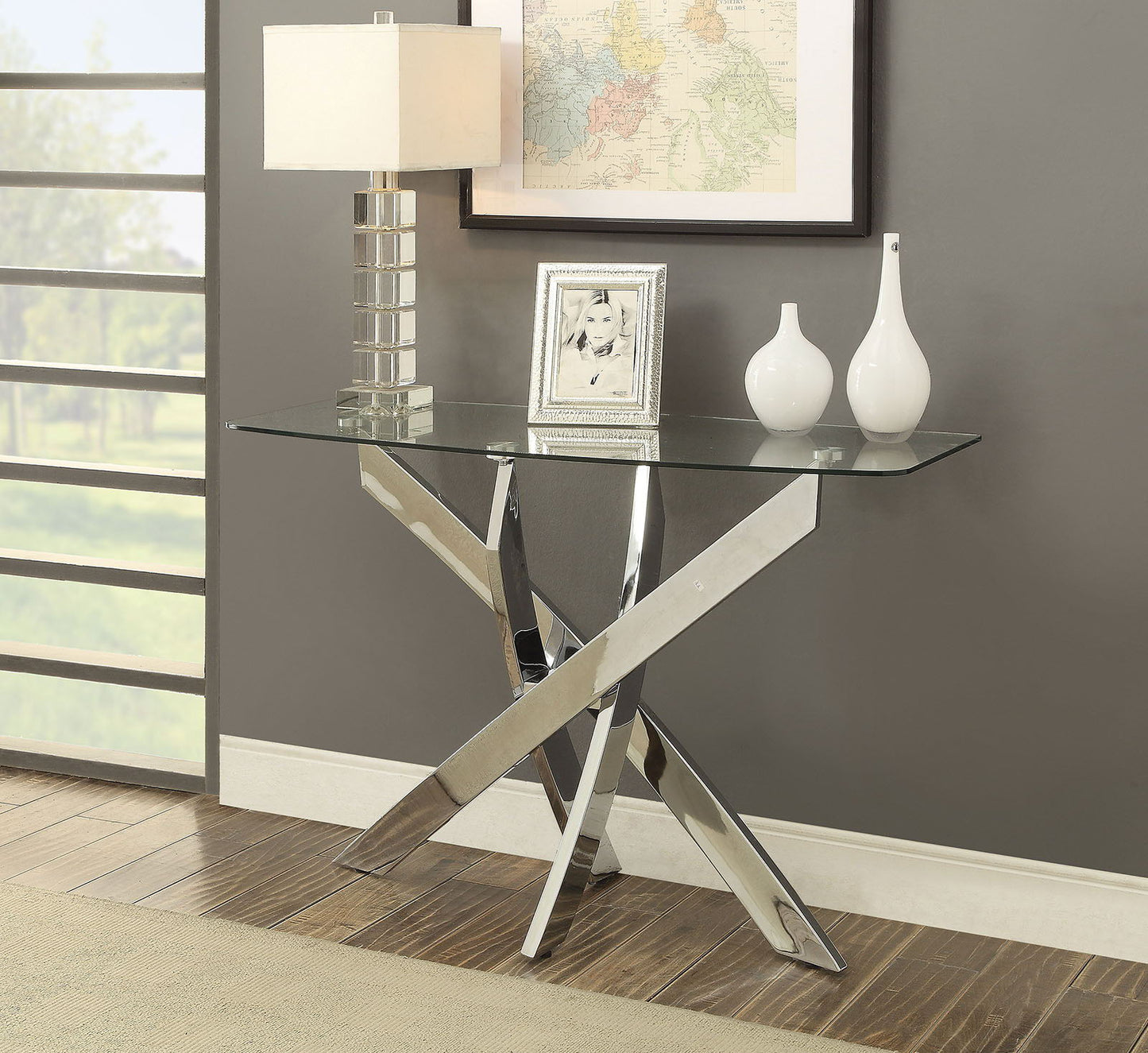 Laila - Sofa Table - Pearl Silver