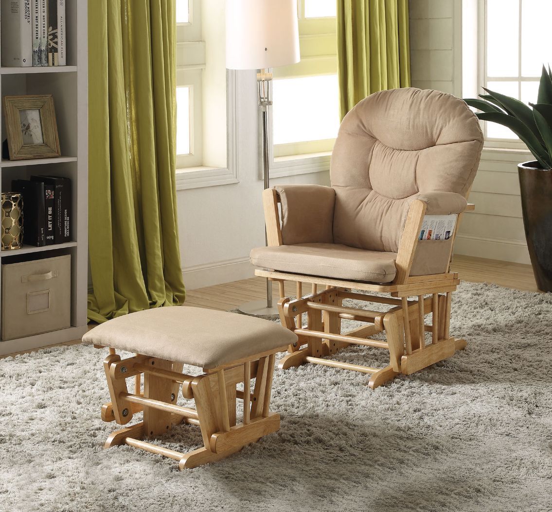 Rehan - Accent Chair - Taupe Microfiber & Natural Oak