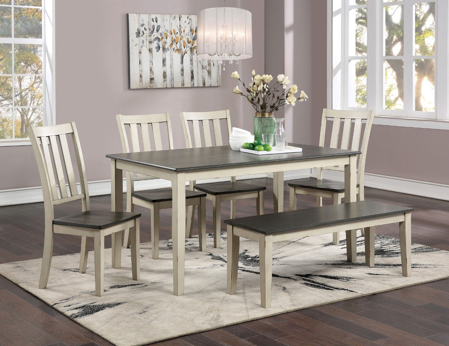 Frances - Dining Table - Antique White / Gray