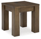 Rosswain - Warm Brown - Square End Table
