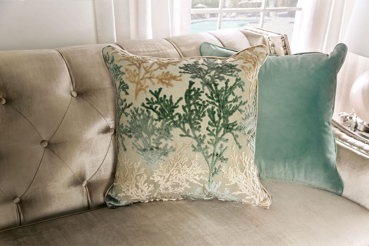 Elicia - Loveseat - Champagne / Turquoise