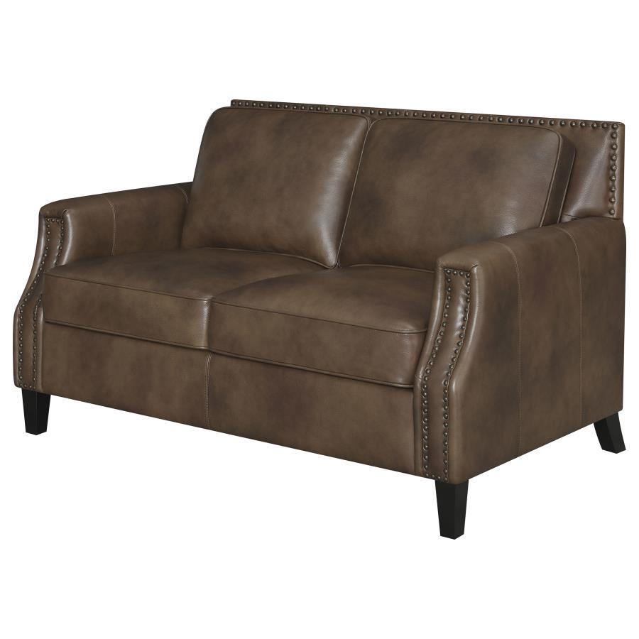 Leaton - Upholstered Recessed Arms Loveseat - Brown Sugar