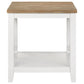 Maisy - Square Wooden End Table With Shelf - Brown And White