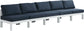 Nizuc - Outdoor Patio Modular Sofa - Navy - Metal - Modern & Contemporary
