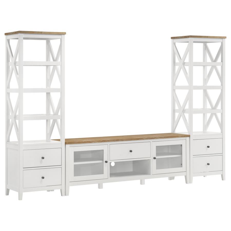 Angela - 2-Door Wooden 67" TV Stand - Brown And White