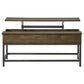 Byers - Black Coffee Table With Hidden Storage - Brown Oak and Sandy Black