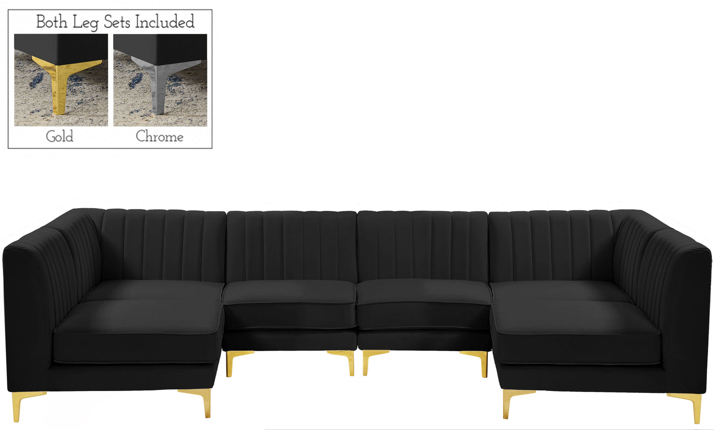 Alina - Modular Sectional 6 Piece - Black - Fabric