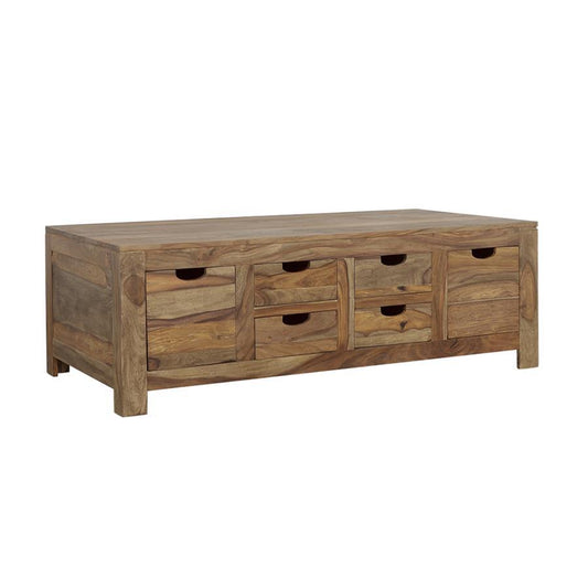 Esther - 6-Drawer Storage Coffee Table - Natural Sheesham