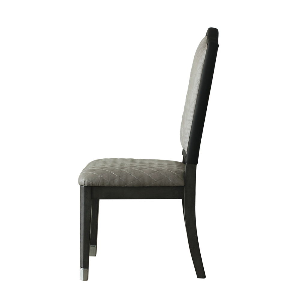 House - Beatrice Side Chair (Set of 2) - Two Tone Gray Fabric & Charcoal Finish