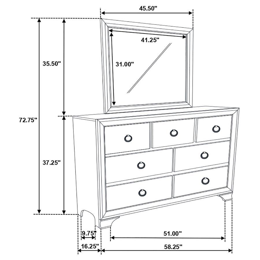Salford - 7-Drawer Dresser With Mirror - Metallic Sterling