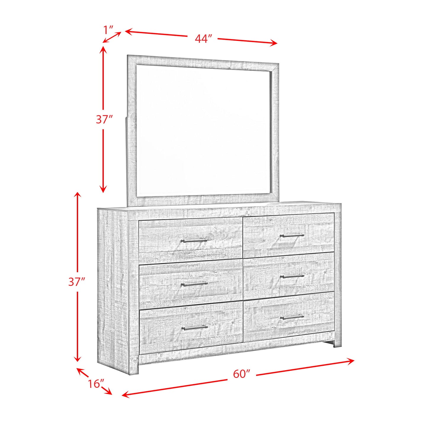 Bailey - 6 Drawer Dresser & Mirror Set - Walnut