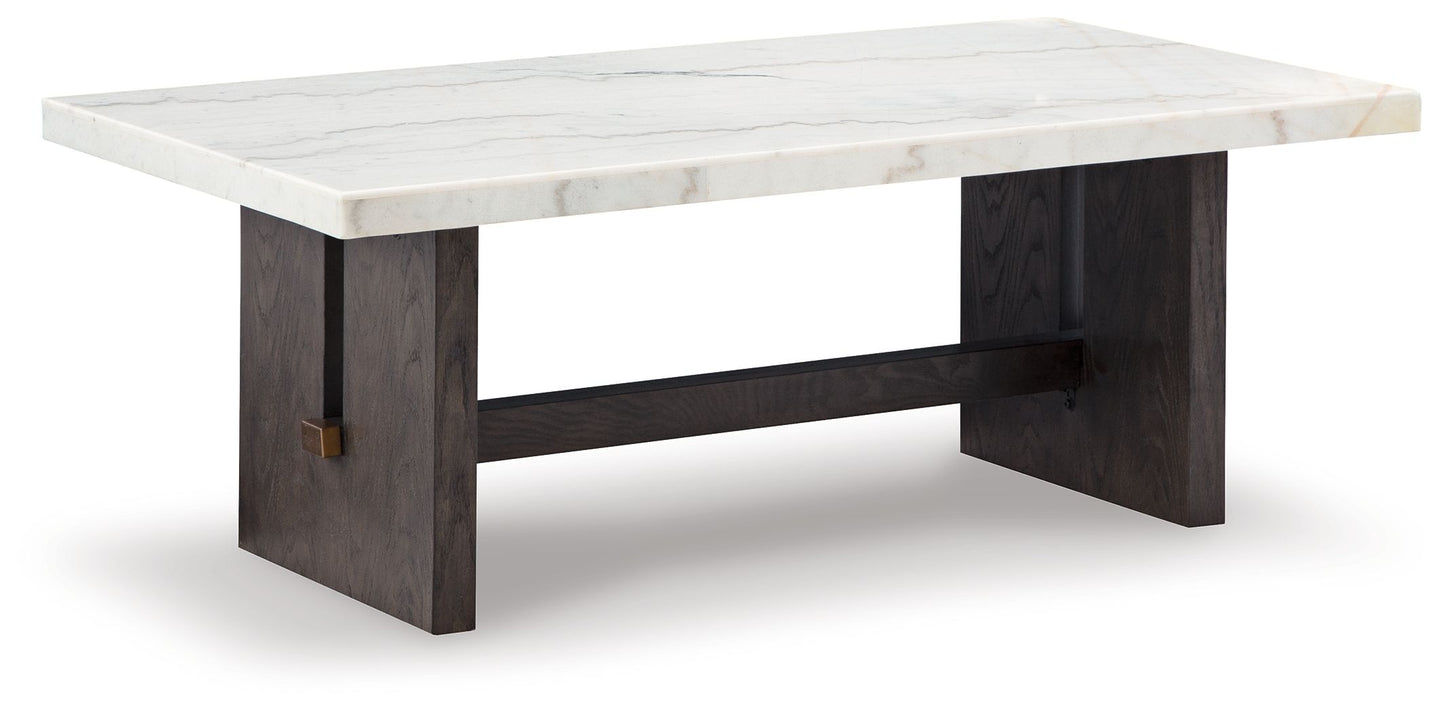 Burkhaus - White / Dark Brown - Rectangular Cocktail Table