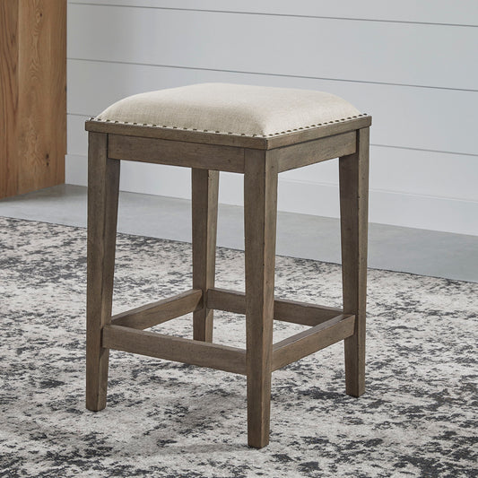 Americana Farmhouse - Upholstered Console Stool - Light Brown