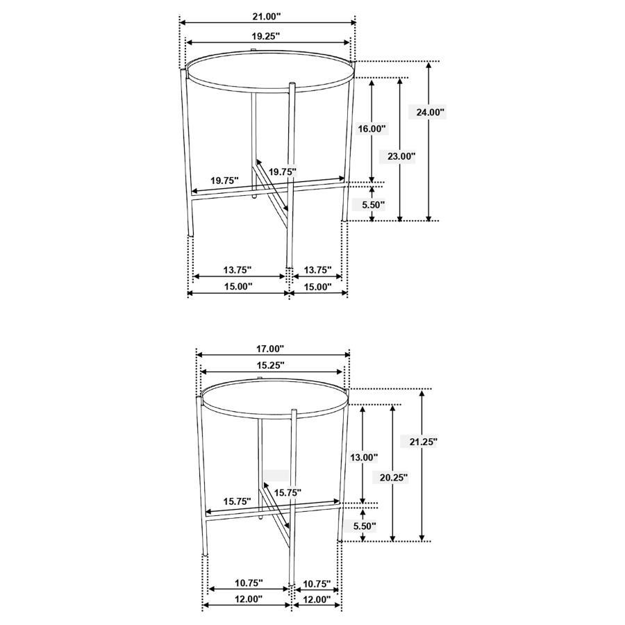 Malka - 2 Piece Round Nesting Table - Dark Brown And Gold