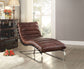 Qortini - Chaise - Vintage Dark Brown Top Grain Leather & Stainless Steel