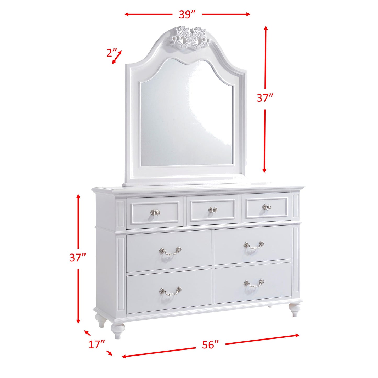 Alana - Dresser & Mirror Set - White