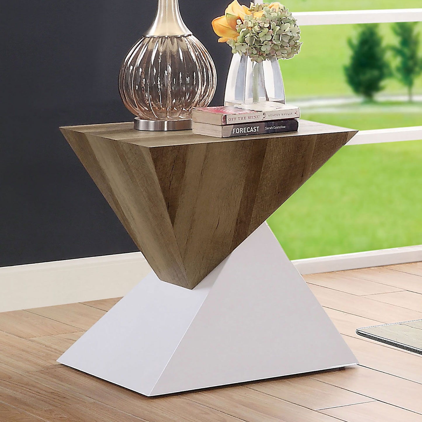 Bima - End Table - White / Natural Tone