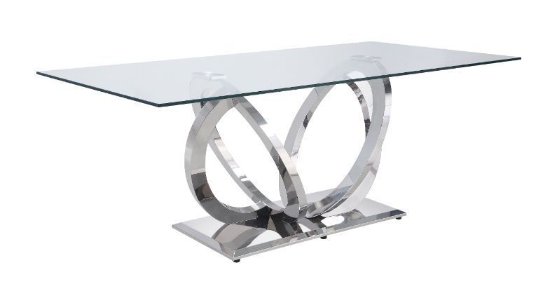 Finley - Dining Table - Clear Glass & Mirrored Silver Finish