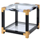 Lafty - End Table - White Brushed & Clear Glass