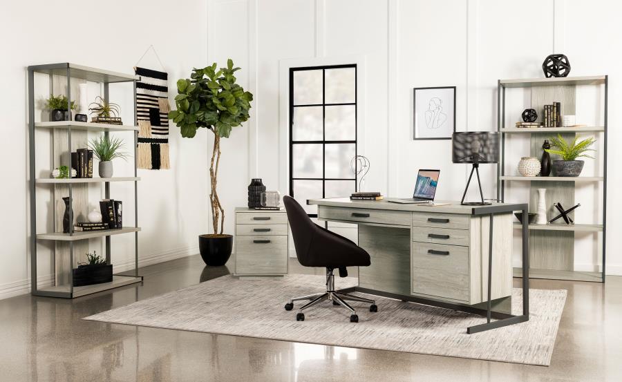 Loomis - 4-Drawer Computer Desk - Whitewashed Gray