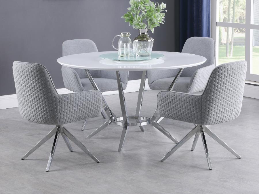 Abby - 5 Piece Dining Set - White And Light Gray
