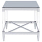 Lindley - Square End Table With Acrylic Legs And Tempered Mirror Top - Chrome