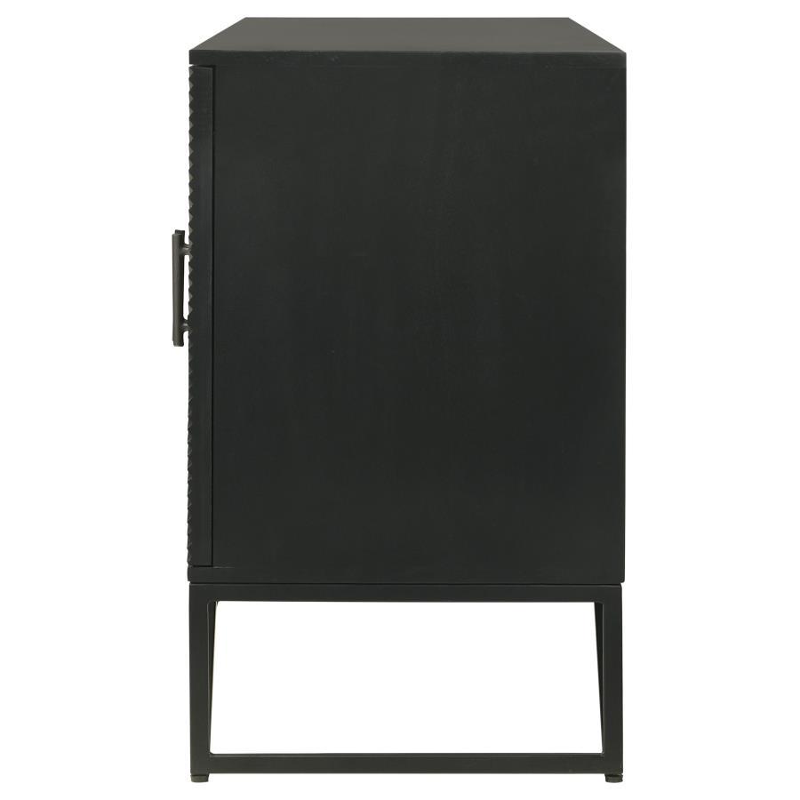 Riddell - 4 Door Wood Reeding Accent Cabinet - Matte Black