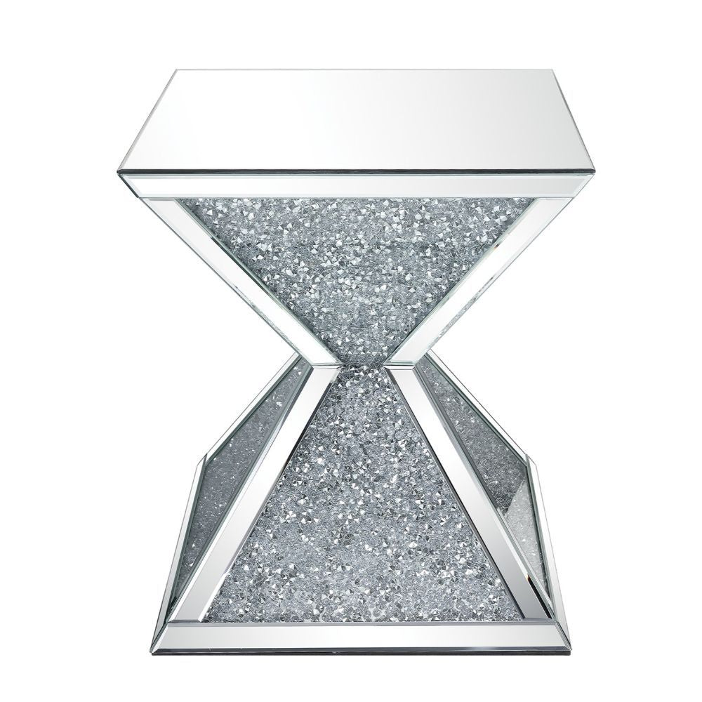 Noralie - End Table - Mirrored & Faux Diamonds - Glass