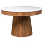 Ortega - Round Marble Top Solid Base Dining Table - White And Natural