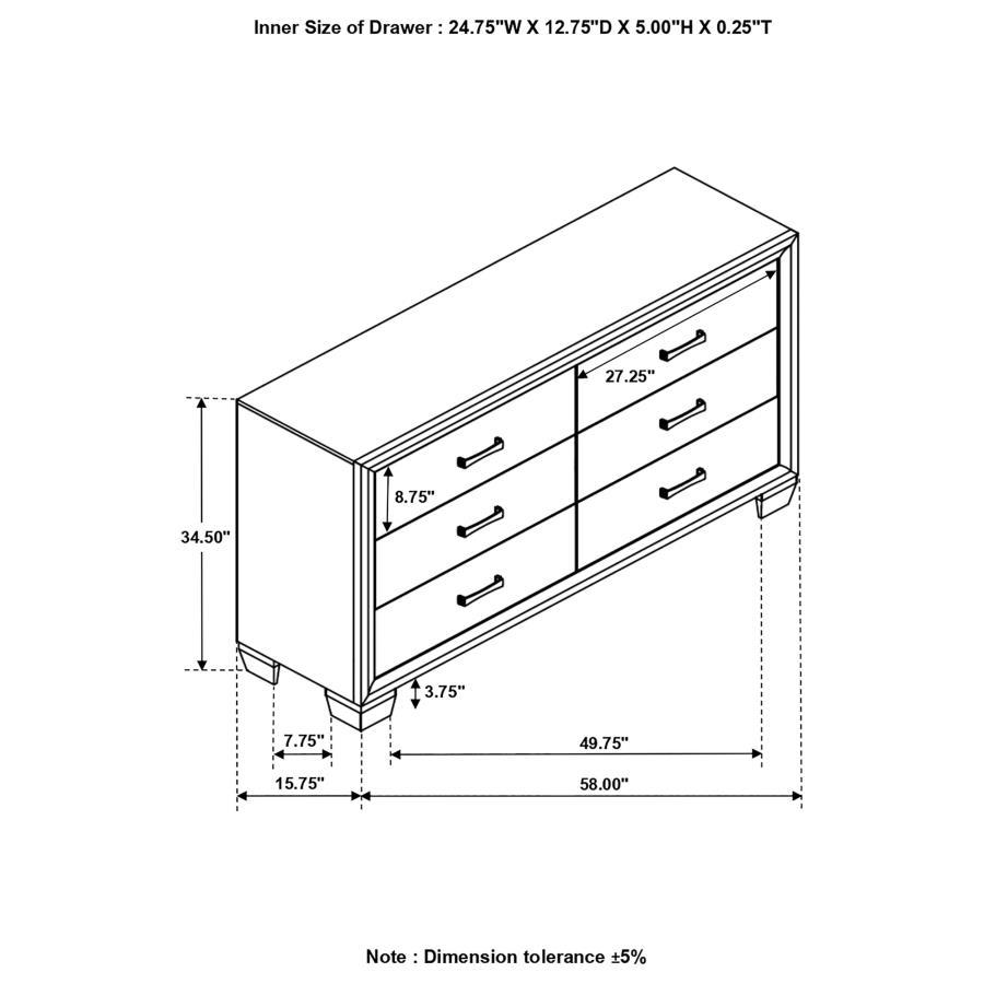 Brandon - 6-Drawer Dresser - Medium WArm - Brown