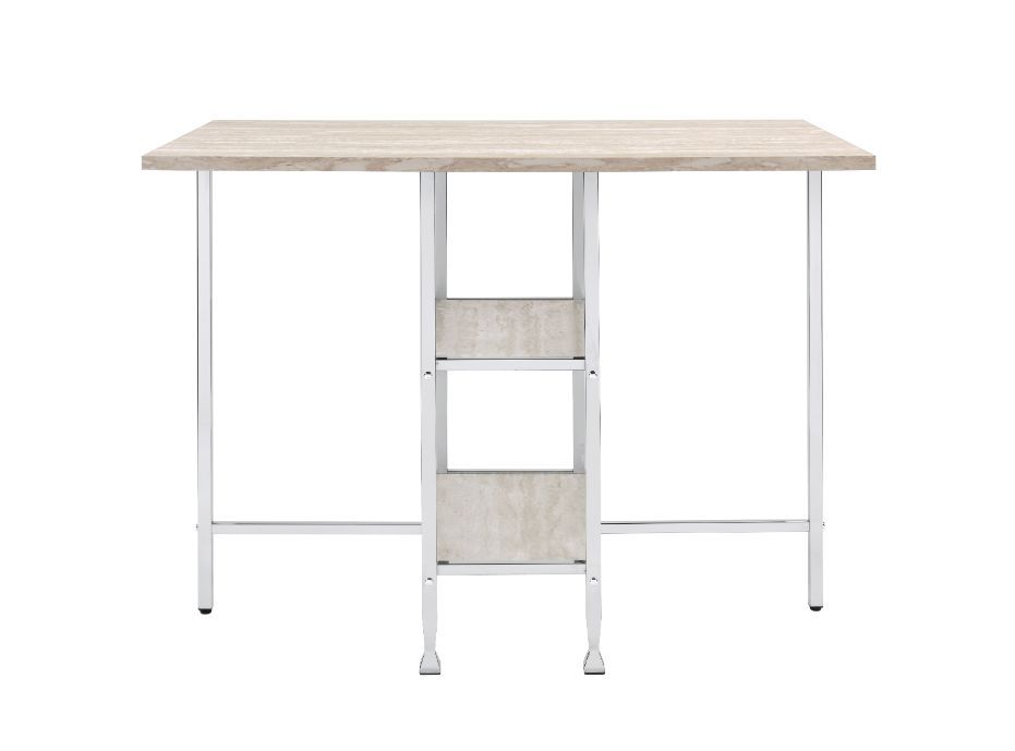 Raine - Counter Height Table - Antique White & Chrome Finish