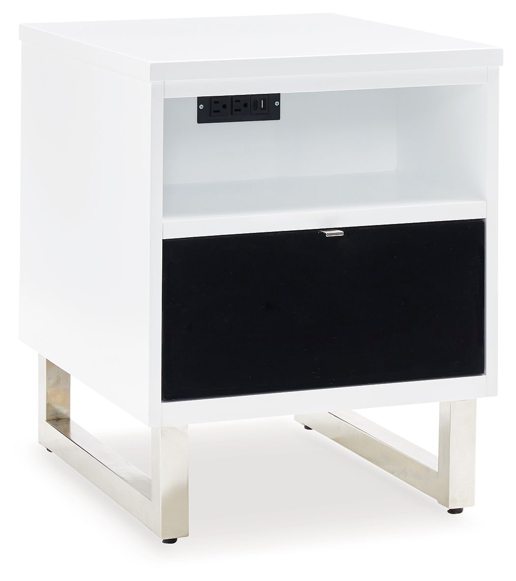 Gardoni - White / Black - Chair Side End Table