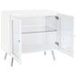 Nieta - 2-tier Accent Cabinet With Glass Shelf - White High Gloss And Chrome