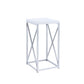 Edmund - Accent Table With X-Cross - Glossy White And Chrome