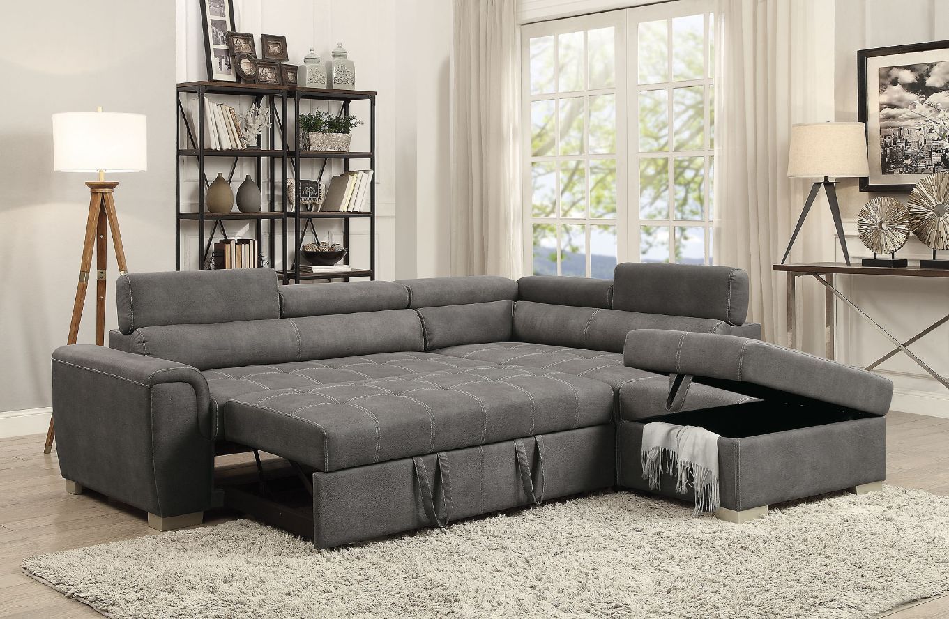 Thelma Sectional Sofa Gray Polished
