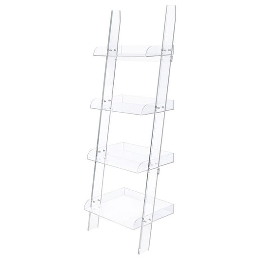 Amaturo - 4-Shelf Ladder Bookcase - Clear